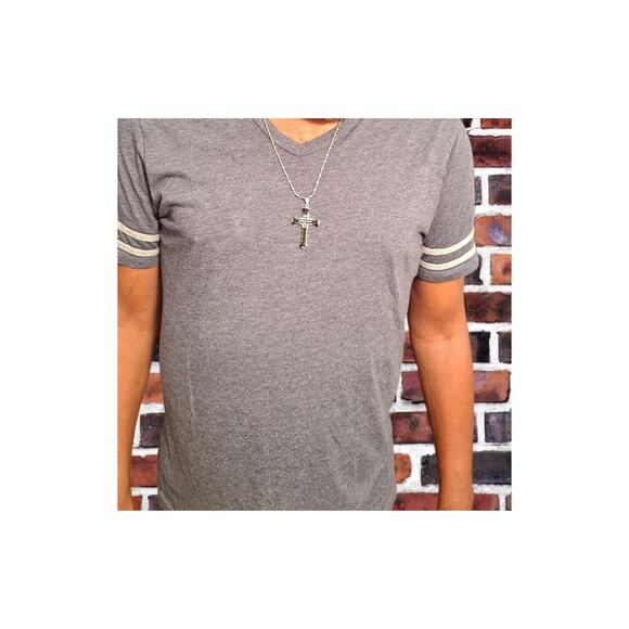 Mens Steel Cross 24 in  Pendant Necklaces Stainless Zircon Gift for Graduation - Picture 5 of 8